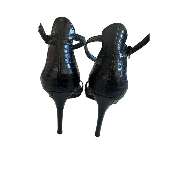 MICHAEL KORS Black Genuine Snakeskin Sandals Heels Size 7.5 - Picture 10 of 12